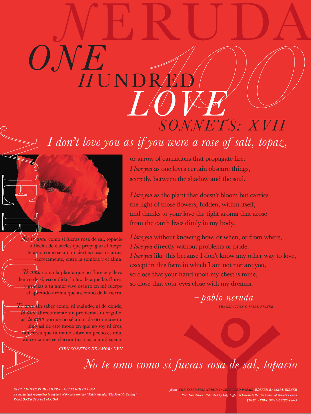 Neruda Sonnet 17 poster
